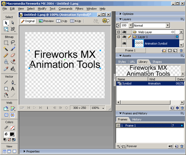 Иллюстрированный самоучитель по Web-разработке на Macromedia Studio MX › Анимация в Web › Анимация в Fireworks MX. Инструменты анимации.