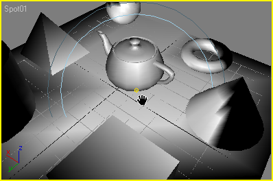 Иллюстрированный самоучитель по 3D Studio Max 6 › Освещение › Перемещение источника относительно плоскости