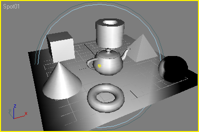 Иллюстрированный самоучитель по 3D Studio Max 6 › Освещение › Орбитальное вращение источника