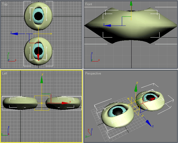 Иллюстрированный самоучитель по 3D Studio Max 7 › Моделирование › Урок 2. Моделирование глаз персонажа.