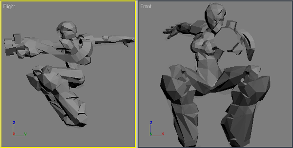 Иллюстрированный самоучитель по анимации персонажей в 3D Studio Max › Анимация на основе ключевых кадров › Прыжок со стрельбой