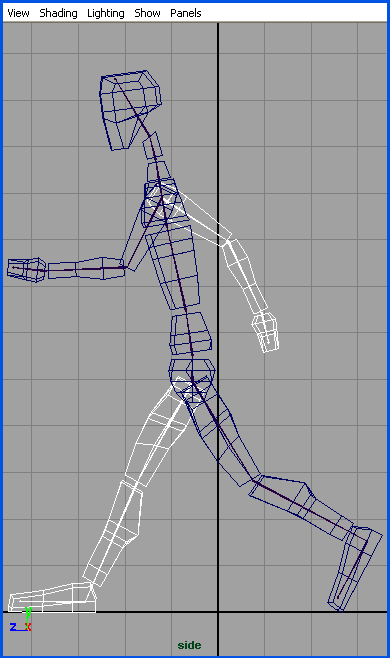 Иллюстрированный самоучитель по Maya 6 › Дополнительные техники анимации › Моделирование ходьбы