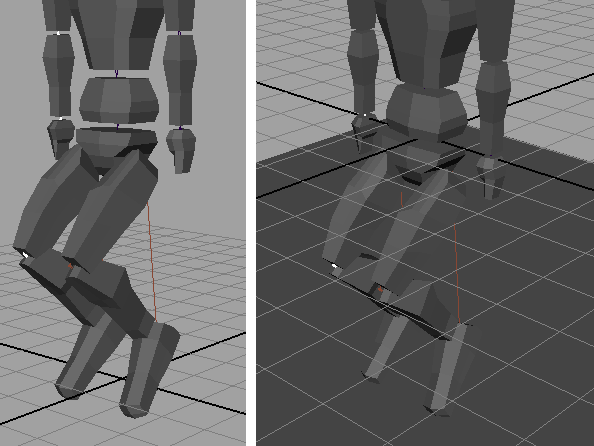 Иллюстрированный самоучитель по Maya 6 › Дополнительные техники анимации › Метод обратной кинематики. Моделирование ног.