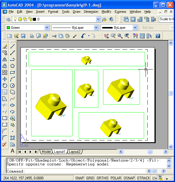Иллюстрированный самоучитель по AutoCAD 2004 › Пространство листа › Создание видовых экранов в листе