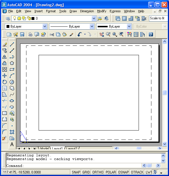Иллюстрированный самоучитель по AutoCAD 2004 › Пространство листа › Переключение между пространствами модели и листа
