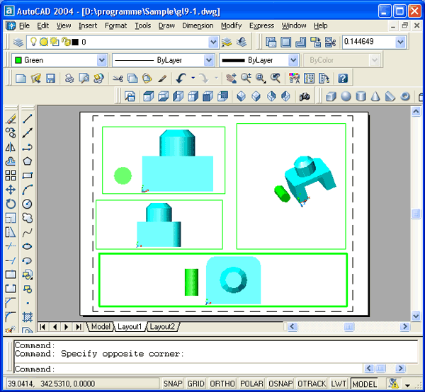 Иллюстрированный самоучитель по AutoCAD 2004 › Пространство листа › Оформление видовых экранов