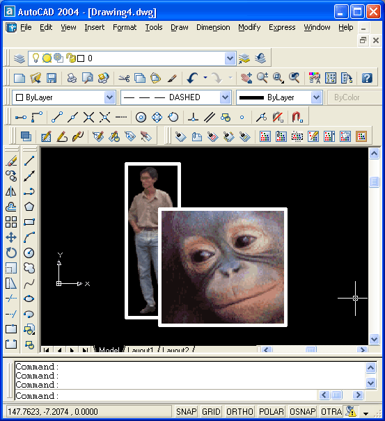 Иллюстрированный самоучитель по AutoCAD 2004 › Операции над объектами других форматов › Вставка и редактирование растровых изображений