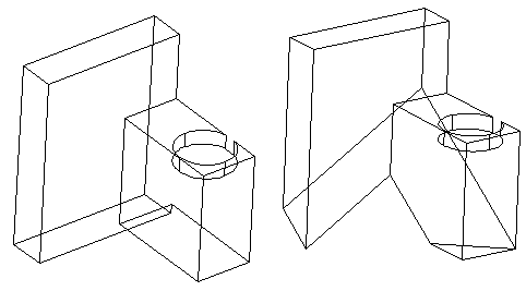 Иллюстрированный самоучитель по AutoCAD 2005 › Редактирование в трехмерном пространстве › Редактирование трехмерных тел. Снятие фасок на гранях.