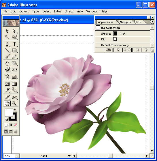 Иллюстрированный самоучитель по Adobe Illustrator 10 › Запуск программы и ее интерфейс › Интерфейс и его элементы