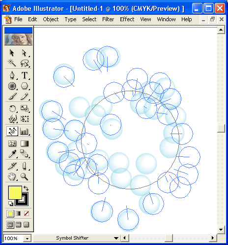 Иллюстрированный самоучитель по Adobe Illustrator 10 › Инструментарий для создания формы объекта › Инструмент Symbol Shifter