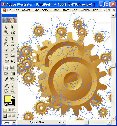Иллюстрированный самоучитель по Adobe Illustrator 10 › Инструментарий для создания формы объекта › Инструмент Symbol Scruncher