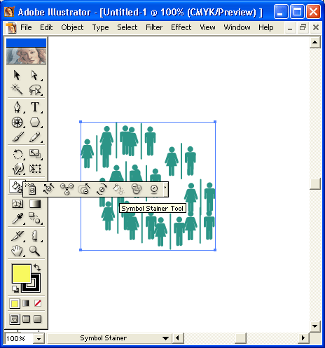 Иллюстрированный самоучитель по Adobe Illustrator 10 › Инструментарий для создания формы объекта › Инструмент Symbol Stainer