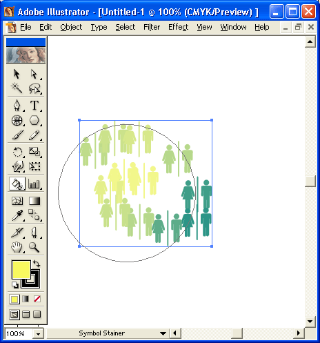 Иллюстрированный самоучитель по Adobe Illustrator 10 › Инструментарий для создания формы объекта › Инструмент Symbol Stainer