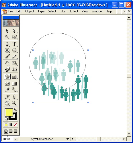 Иллюстрированный самоучитель по Adobe Illustrator 10 › Инструментарий для создания формы объекта › Инструмент Symbol Screener