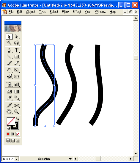 Иллюстрированный самоучитель по Adobe Illustrator 10 › Инструментарий для создания формы объекта › Выделение сегмента кривой