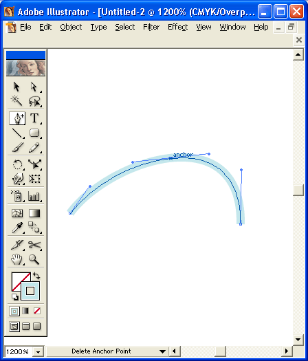 Иллюстрированный самоучитель по Adobe Illustrator 10 › Инструментарий для создания формы объекта › Добавление и удаление опорных точек