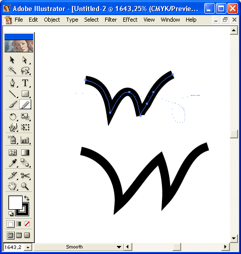 Иллюстрированный самоучитель по Adobe Illustrator 10 › Инструментарий для создания формы объекта › Инструменты Smooth и Erase