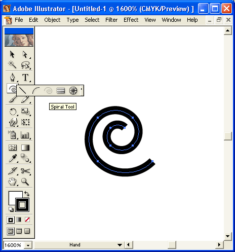 Иллюстрированный самоучитель по Adobe Illustrator 10 › Инструментарий для создания формы объекта › Инструмент Spiral