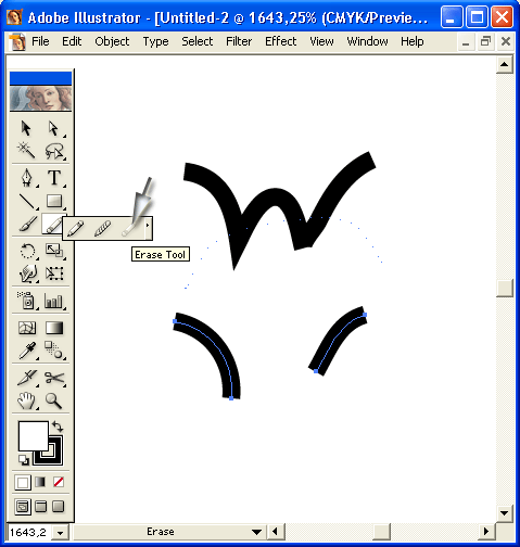 Иллюстрированный самоучитель по Adobe Illustrator 10 › Инструментарий для создания формы объекта › Инструменты Smooth и Erase
