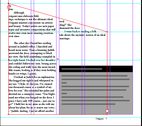 Иллюстрированный самоучитель по Adobe InDesign CS2 › Работа с фреймами › Использование точек привязки для изменения формы текстового фрейма