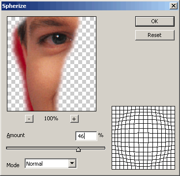 Иллюстрированный самоучитель по Adobe Photoshop CS › Лица и фигуры › Анатомические преобразования при помощи фильтра Spherize
