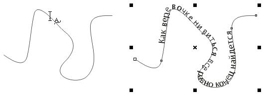 Иллюстрированный самоучитель по CorelDRAW 11 › Размещение текста на траектории › Размещение текста вдоль разомкнутой кривой и его отделение от траектории