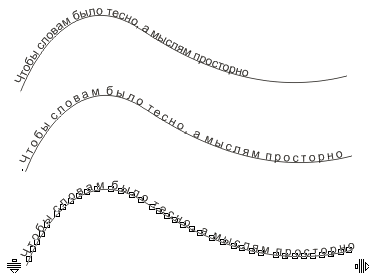 Иллюстрированный самоучитель по CorelDRAW 12 › Размещение текста на траектории › Настройка текста на незамкнутой траектории