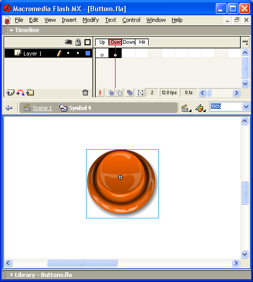 Иллюстрированный самоучитель по Macromedia Flash MX › Создание и редактирование символов › Создание кнопок