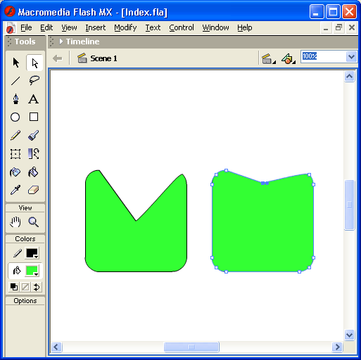 Иллюстрированный самоучитель по Macromedia Flash MX › Работа с отдельными объектами › Выбор одного объекта или его части