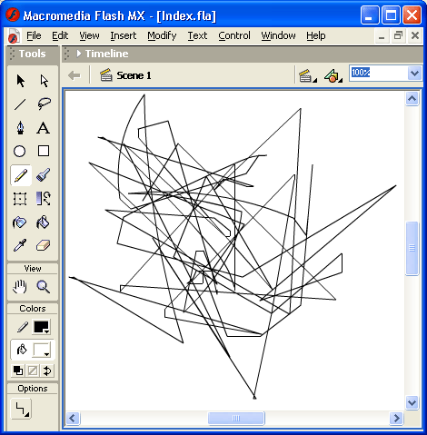 Иллюстрированный самоучитель по Macromedia Flash MX › Рисование › Изменение формы линий и контуров фигур