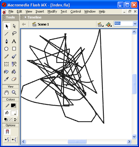 Иллюстрированный самоучитель по Macromedia Flash MX › Рисование › Изменение формы линий и контуров фигур