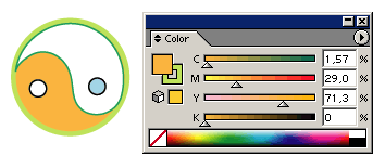 Иллюстрированный самоучитель по Adobe Illustrator CS › Окрашивание объектов › Выбор цвета при помощи палитр Color и Swatches