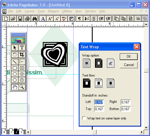 Иллюстрированный самоучитель по Adobe PageMaker 7 › Компоновка текста и графики › Обтекание объектов текстом