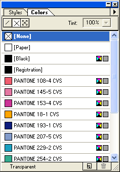 Иллюстрированный самоучитель по Adobe PageMaker 7 › Определение цветов › Палитра цветов в PageMaker