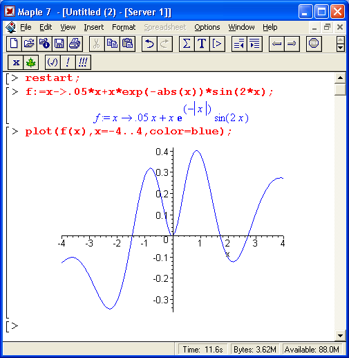Иллюстрированный самоучитель по Maple 6/7 › Анализ функций и полиномов › Пример анализа сложной функции