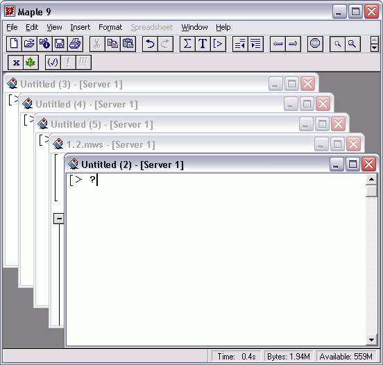 Иллюстрированный самоучитель по Maple 9 › Графический интерфейс пользователя › Меню Window