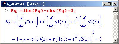 Иллюстрированный самоучитель по Maple 9 › Дифференциальные уравнения › Приближенные методы решения дифференциальных уравнений. Метод разложения по малому параметру.
