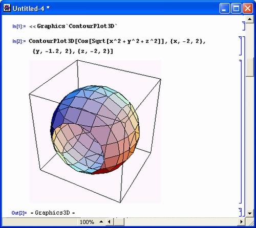 Иллюстрированный самоучитель по Mathematica 3/4 › Расширения графики (пакет Graphics) › Построение объемных контурных графиков (ContourPlot3D)