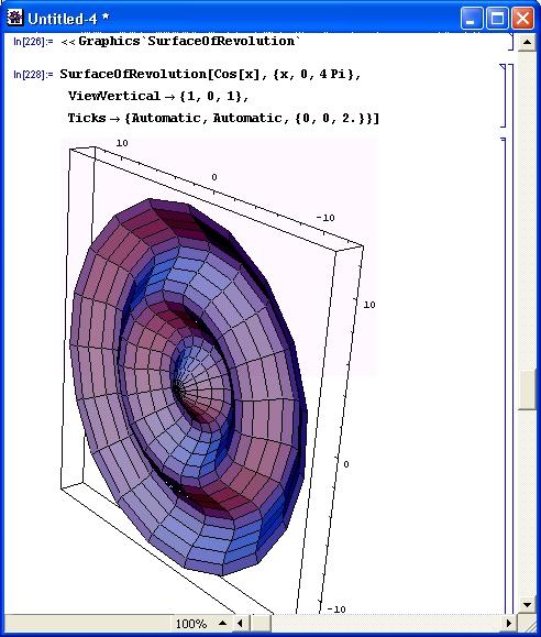 Иллюстрированный самоучитель по Mathematica 3/4 › Расширения графики (пакет Graphics) › Создание поверхностей вращения (SurfaceOfRevolution)