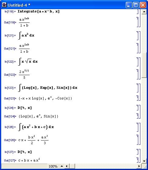 Иллюстрированный самоучитель по Mathematica 3/4 › Операции математического анализа › Вычисление интегралов. Вычисление интегралов в символьном виде.