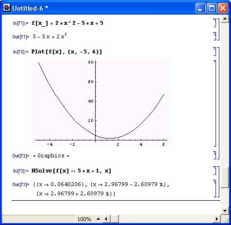 Иллюстрированный самоучитель по Mathematica 3/4 › Операции математического анализа › Графическая иллюстрация и выбор метода решения уравнений
