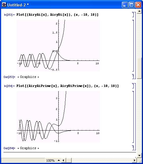 Иллюстрированный самоучитель по Mathematica 3/4 › Специальные математические функции › Функции Эйри