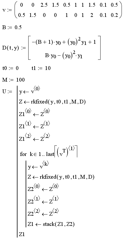 Иллюстрированный самоучитель по MathCAD 11 › Обыкновенные дифференциальные уравнения › Фазовый портрет динамической системы