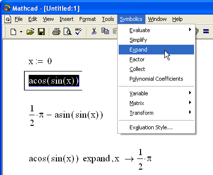 Иллюстрированный самоучитель по MathCAD 11 › Символьные вычисления › Способы символьных вычислений