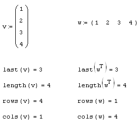 Иллюстрированный самоучитель по MathCAD 12 › Линейная алгебра › Вывод размера матрицы