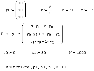 Иллюстрированный самоучитель по MathCAD 12 › Обыкновенные дифференциальные уравнения: динамические системы › Странный аттрактор