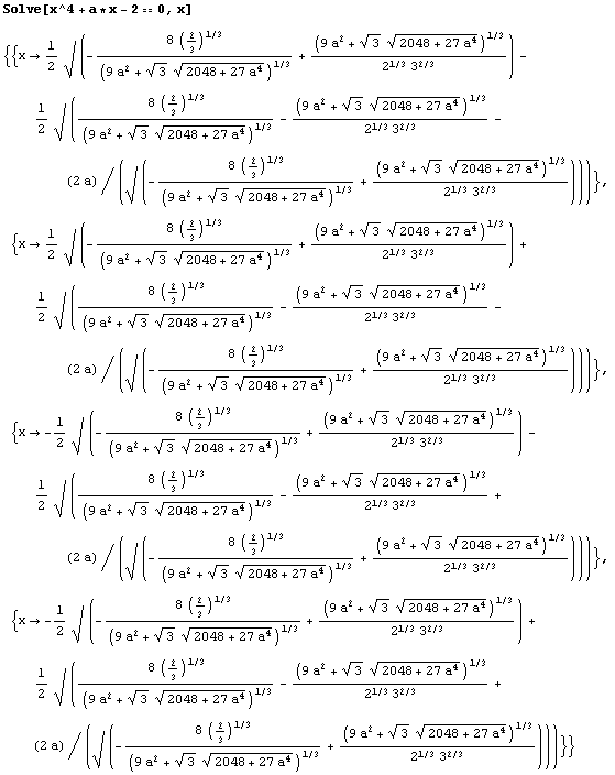 Иллюстрированный самоучитель по Mathematica 5 › Первое знакомство. Калькулятор. › Уравнения