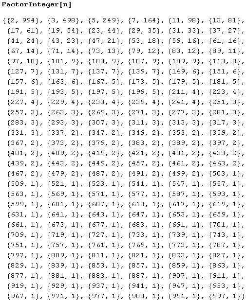 Иллюстрированный самоучитель по Mathematica 5 › Арифметика: разложение целых чисел на простые множители › Факторизация очень больших чисел