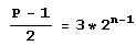 Иллюстрированный самоучитель по Mathematica 5 › Модулярная арифметика: деление с остатком, вычеты, сравнения и китайская теорема об остатках › Простые числа вида k * 2 n +1