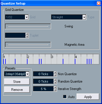 Иллюстрированный самоучитель по Cubase SX › Подробно об обработке аудиоданных › Создание шаблонов для Groove Quantize